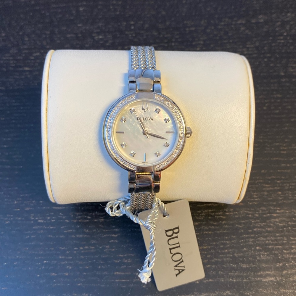 Bulova Women's Aracena Diamond Mother of Pearl Dial Stainless Steel Watch